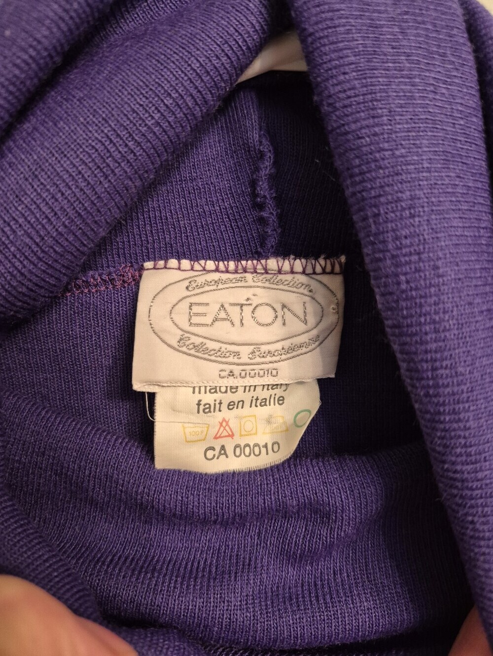 Eaton’s Women's Vintage 80s Purple Italian Knit Cowlneck Sweater Size Medium - Picture 4 of 5